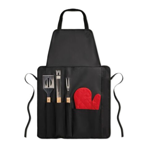 Tablier gants et outils BBQ noir | sans marquage | non disponible | non disponible | non disponible