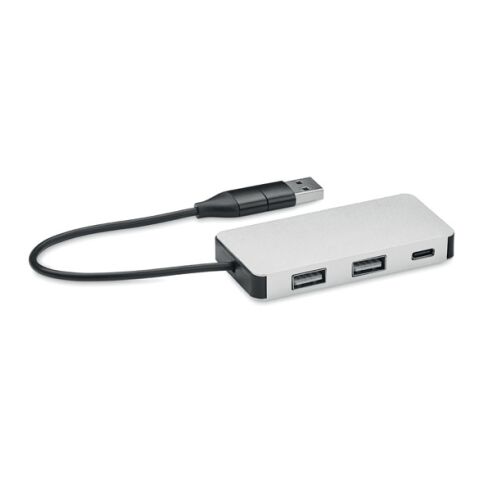 Hub USB 3 ports avec câble 20cm argent | sans marquage | non disponible | non disponible