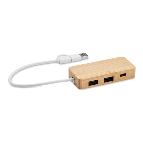 Hub USB 3 ports en bambou bois | sans marquage | non disponible | non disponible | non disponible
