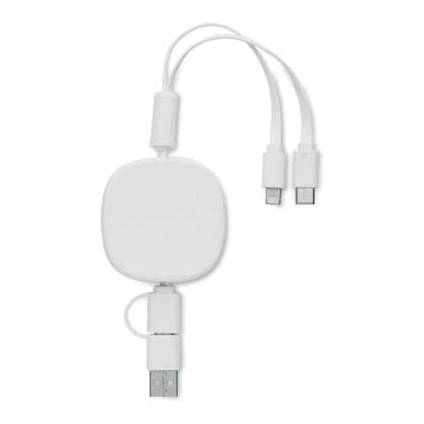 Câble de charge USB rétractable blanc | sans marquage | non disponible | non disponible | non disponible