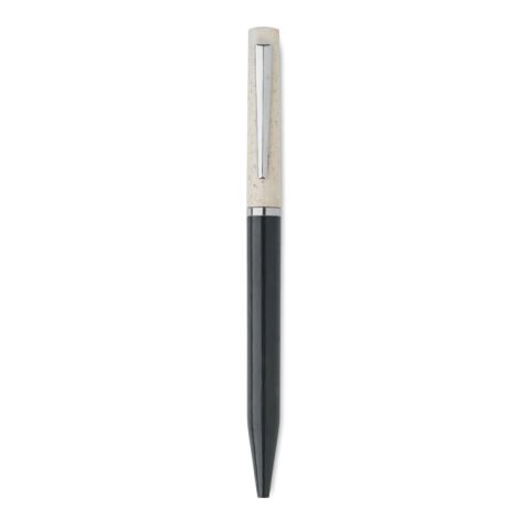 Stylo twist paille de blé/ABS blanc/noir