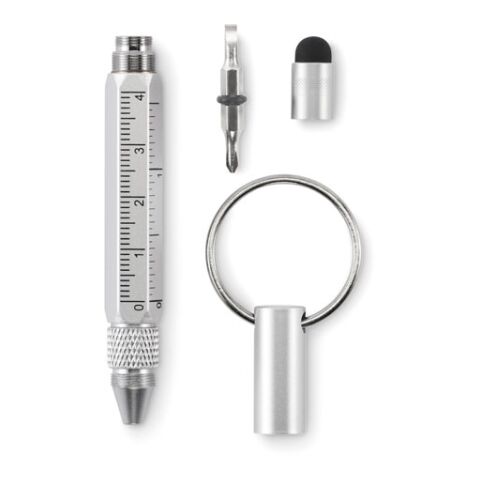 Porte-clés avec stylo à bille argent mate | sans marquage | non disponible | non disponible