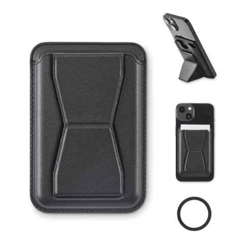 Porte-cartes magnétique en PU noir | sans marquage | non disponible | non disponible