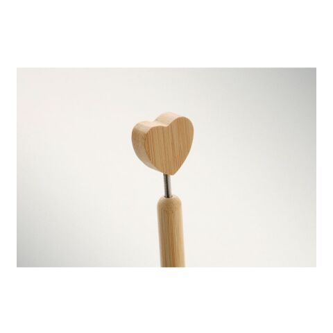 Stylo à bille cœur en bambou bois