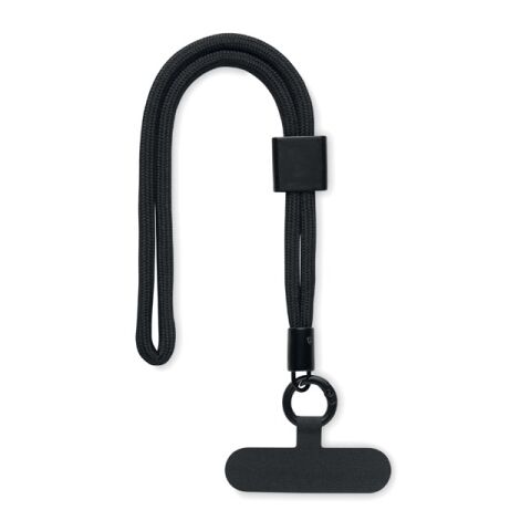 Cordon pour téléphone RPET noir | sans marquage | non disponible | non disponible | non disponible