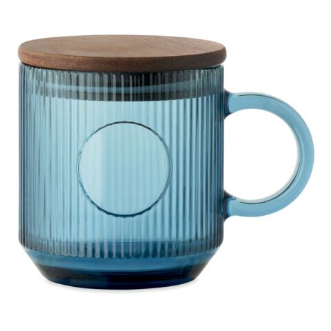 Mug en verre strié 300ml bleu transparent | sans marquage | non disponible | non disponible