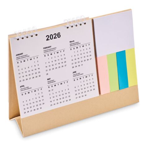 Calendrier de bureau avec mémo beige | sans marquage | non disponible | non disponible | non disponible
