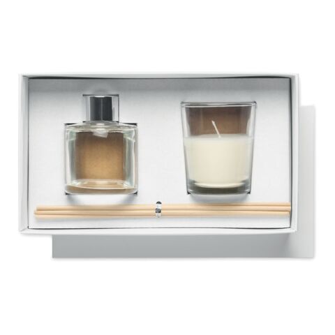 Set bougies et diffuseur blanc