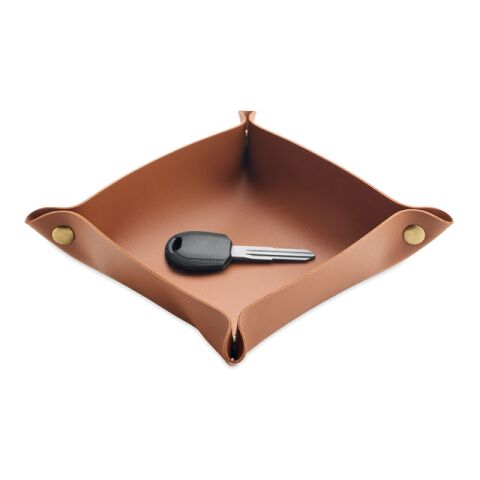 Vide-poches pliable en PU marron