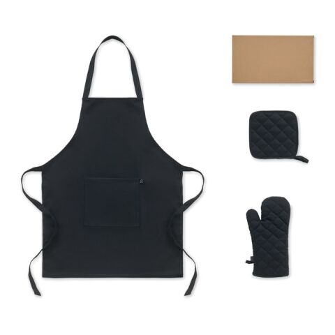 Set de cuisine en coton recyclé noir