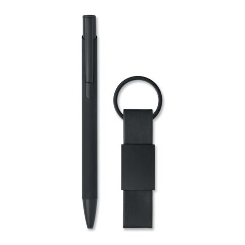 Set stylo à bille et porte-clés en noir