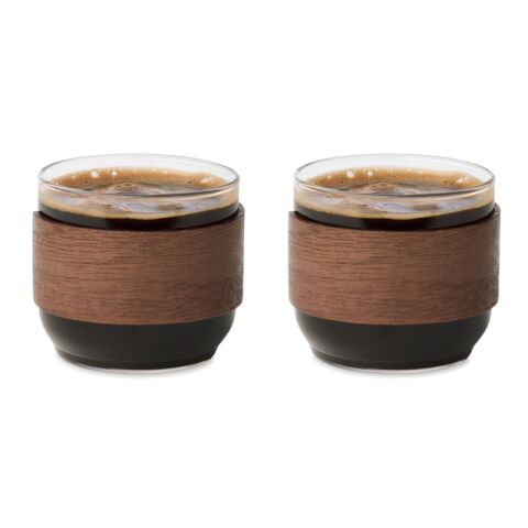 Set à café poignée en noyer bois