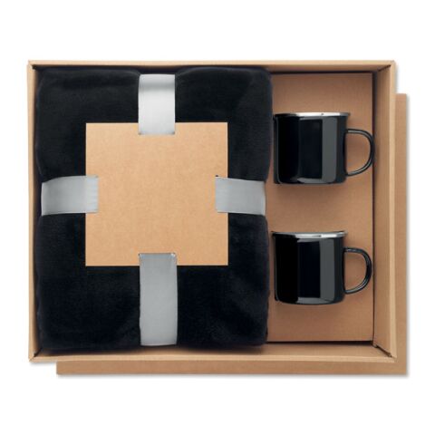 Ensemble couverture et 2 mugs noir