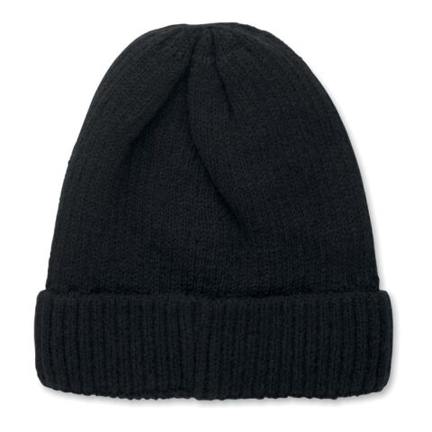 Bonnet tricoté avec revers noir