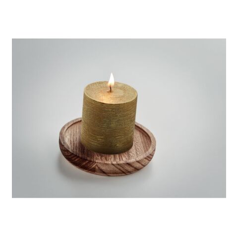 Bougeoir rond avec bougie doré | sans marquage | non disponible | non disponible