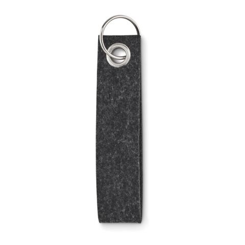 Porte-clés en feutre RPET gris foncé | sans marquage | non disponible | non disponible | non disponible