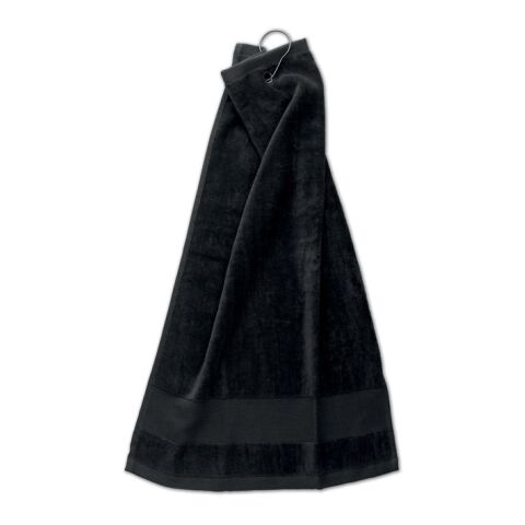Serviette de golf en coton avec noir | sans marquage | non disponible | non disponible | non disponible