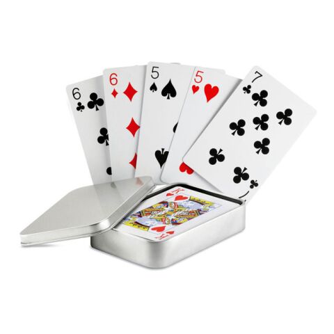 Cartes à jouer boîte étain argent mate | sans marquage | non disponible | non disponible