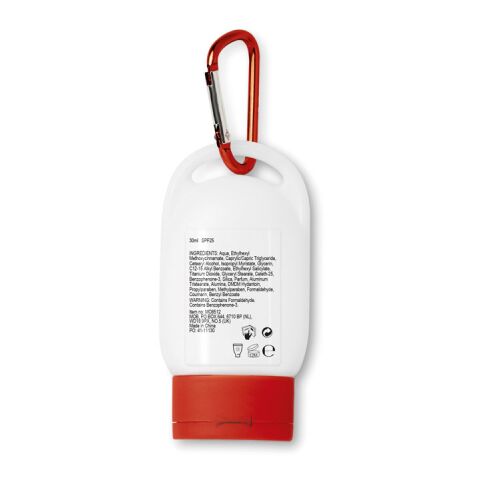 Crème solaire protection SPF30 30ml avec mousqueton rouge | sans marquage | non disponible | non disponible | non disponible