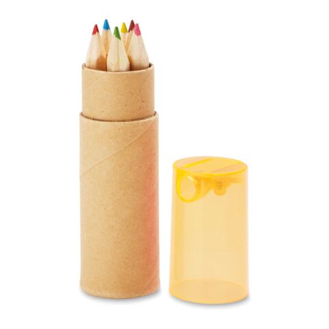Tube de 6 crayons de couleur orange transparent | sans marquage | non disponible | non disponible | non disponible
