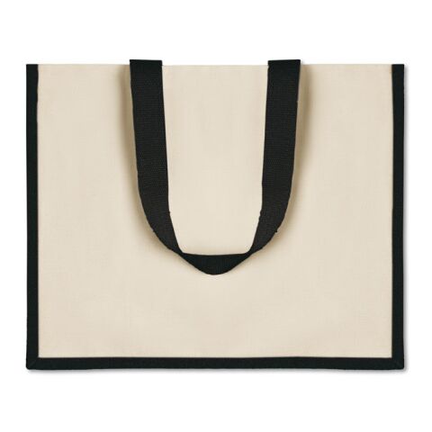 Sac shopping en jute et toile noir | sans marquage | non disponible | non disponible | non disponible