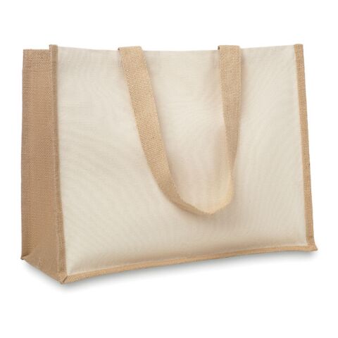 Sac shopping en jute et toile beige