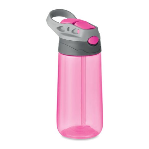 Bouteille de sport avec paille et poignée - 450 ml rose transparent | sans marquage | non disponible | non disponible | non disponible