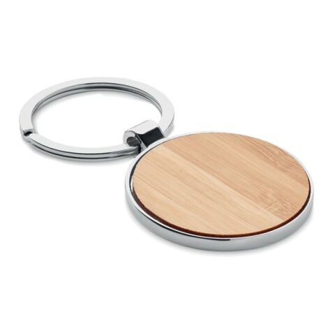 Porte-clés rond métal bambou bois | sans marquage | non disponible | non disponible | non disponible