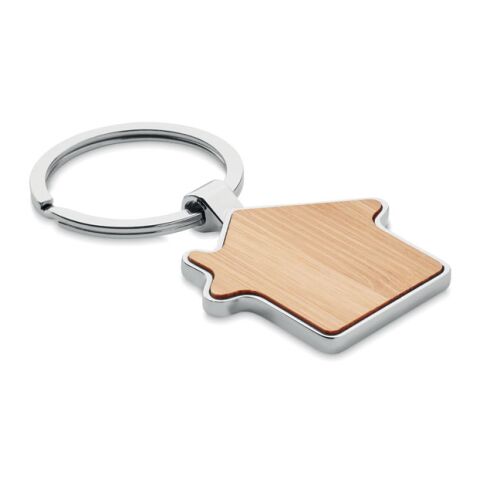 Porte-clés maison métal bambou bois | sans marquage | non disponible | non disponible | non disponible