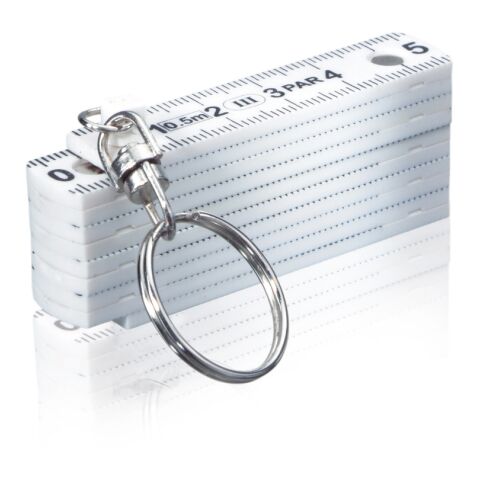 Mini règle pliable porte-clés blanc | sans marquage | non disponible | non disponible