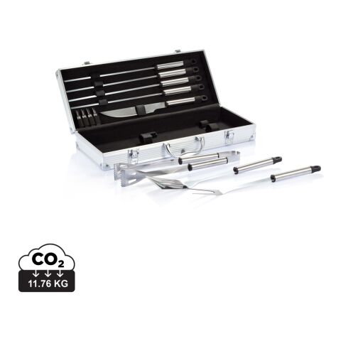 Set de 12 pcs pour barbecue en coffret aluminium argent-noir | sans marquage | non disponible | non disponible | non disponible