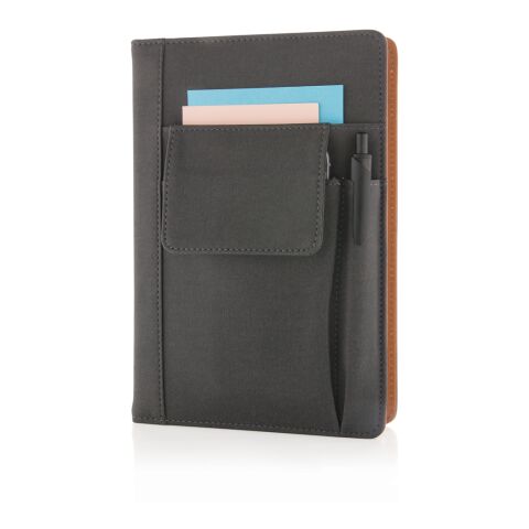 Carnet de notes avec pochette pour téléphone noir | sans marquage | non disponible | non disponible