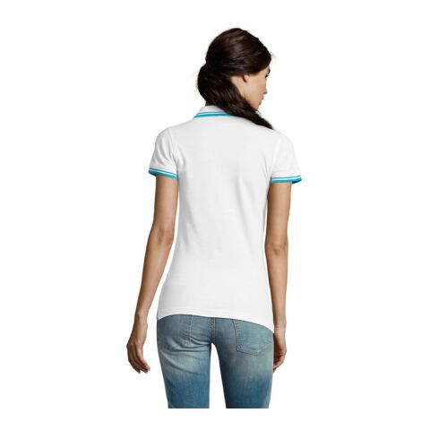 PASADENA WOMEN POLO 200 Blanc/Aqua | L | sans marquage | non disponible | non disponible | non disponible