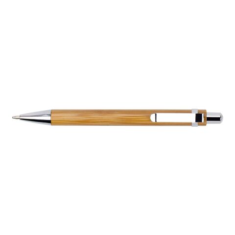 Stylo bille en bamboo et métal, mine bleue. marron | sans marquage | non disponible | non disponible