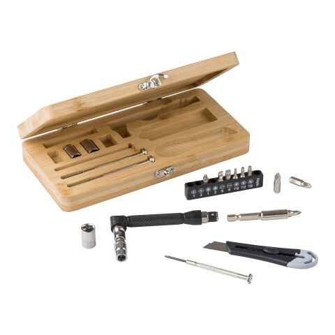Boîte à outils de 27 pièces en bambou Elmar marron | sans marquage | non disponible | non disponible