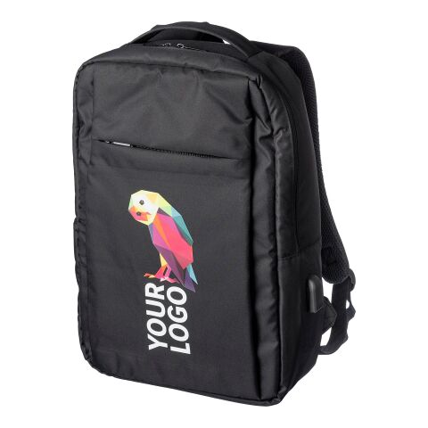 Sac à dos porte-ordinateur en polyester Rpet 300D Jesse noir | sans marquage | non disponible | non disponible
