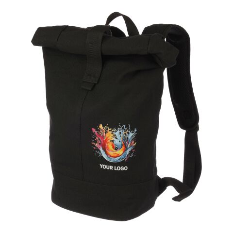 Sac à dos roll-top en polyester Micah noir | sans marquage | non disponible | non disponible