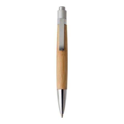 Stylo bille en bambou et métal, mine bleue. marron | sans marquage | non disponible | non disponible
