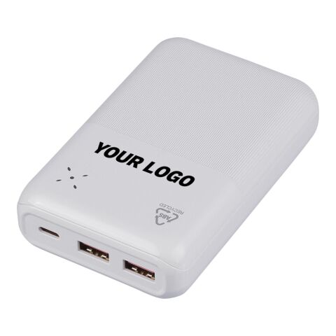 Power bank en ABS recyclé Rayen blanc | sans marquage