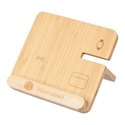 Chargeur sans fil Tribu | Bambou recyclé | 3-en-1 marron