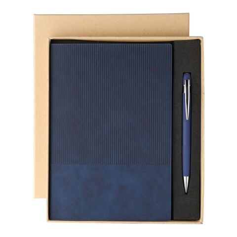 Set de cuaderno de PU reciclado (A5) y bolígrafo Tarek bleu