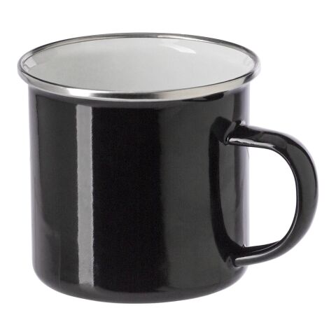Mug émaillé en acier inoxydable noir | sans marquage | non disponible | non disponible