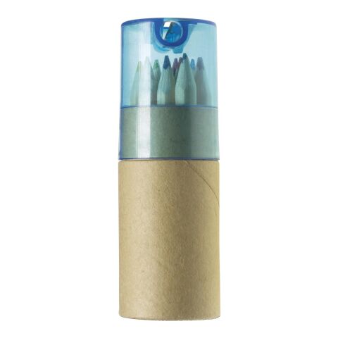 Tube cartonné de 12 crayons bleu clair | sans marquage | non disponible | non disponible