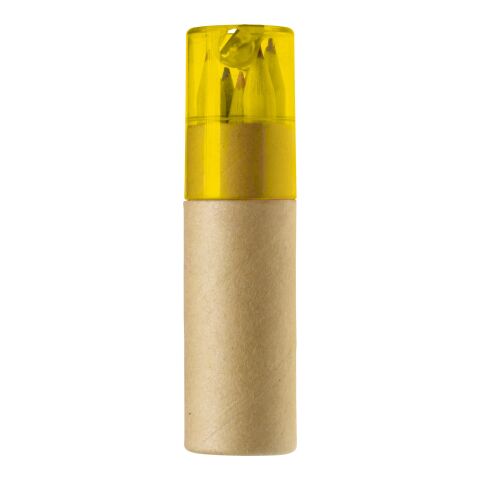 Tube cartonné de 6 crayons jaune | sans marquage | non disponible | non disponible