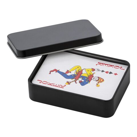 Cartes à jouer dans un étui en métal noir | sans marquage | non disponible | non disponible