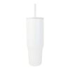 Gobelet isotherme Brady 900&nbsp;ml certifié RCS avec paille en silicone Standard | Blanc | sans marquage | non disponible | non disponible