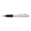 Stylo bille RCS en plastique recyclé avec corps argenté et grip coloré (encre noire) Nash Standard | Noir | sans marquage | non disponible | non disponible