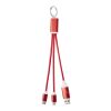 Câble de charge 4-en-1 Metal en aluminium recyclé avec porte-clés Standard | Rouge | sans marquage | non disponible | non disponible