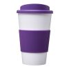 Gobelet isolant Americano® 350 ml avec bandeau antidérapant Blanc-Violet | sans marquage | non disponible | non disponible