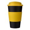 Gobelet Americano® de 350 ml avec isolation et grip Jaune-Noir | sans marquage | non disponible | non disponible